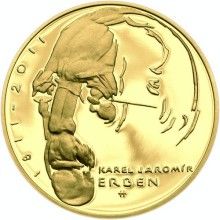 Nevydané mince Jiřího Harcuby - Karel Jaromír Erben 34mm zlato Proof